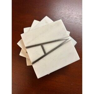 Set of 4 Letter "A" Marble-Style Drink Coasters – Heavy & Stylish